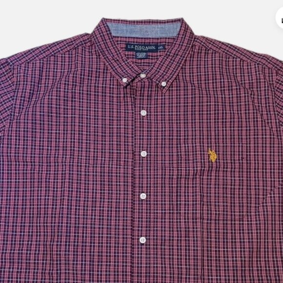 US POLO ASSN Mens 2XL Big Red Plaid Shirt Long Sleeve Button Down NWT MSRP $ 60 - Picture 8 of 9